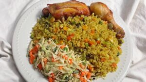 Nigeria fried rice with chicken